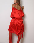 Vionette 4 Piece Lingerie Robe & Stocking Set - Red-Fascinating_Nights