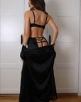 Vionette Satin Robe Set - Black-Fascinating_Nights