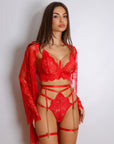 Zarnish Red Signature Lace Robe Set-Fascinating_Nights