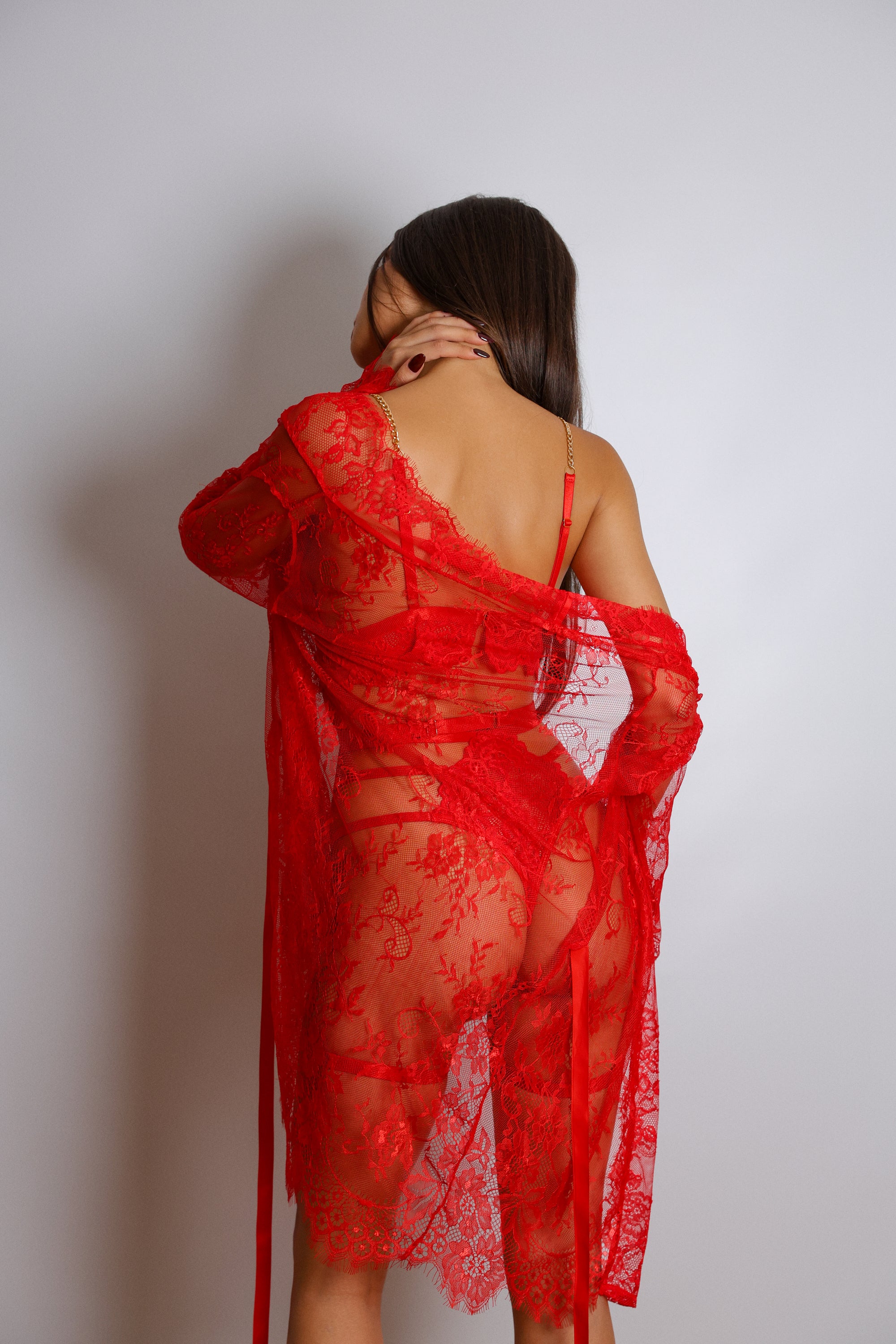 Zarnish Red Signature Lace Robe Set-Fascinating_Nights