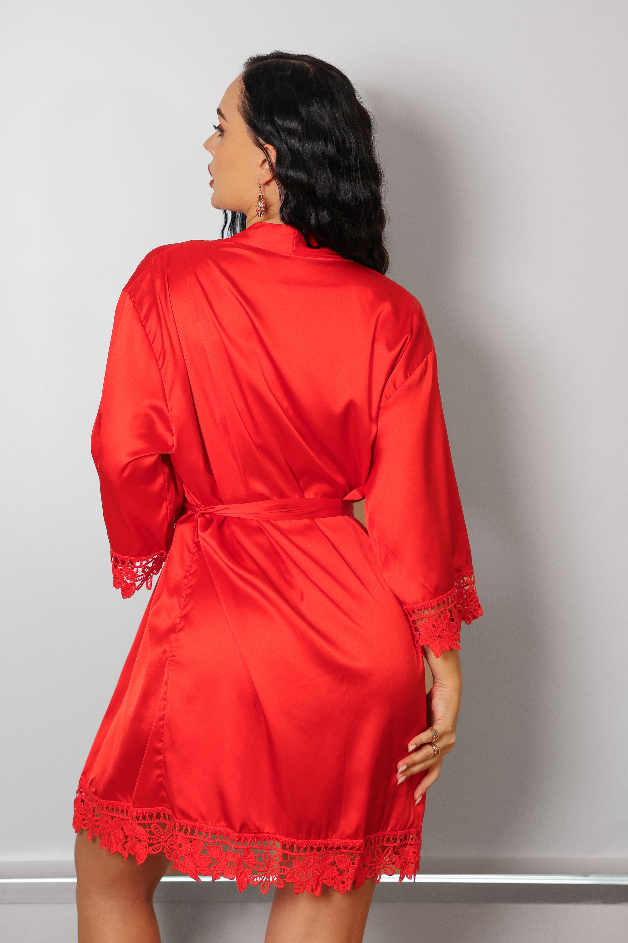 Zarnish Signature Silky Robe Set - Red-Fascinating_Nights