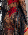 Zarnish Signature Lace Robe Set - Red
