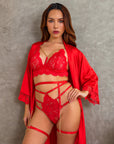 Zarnish Signature Silky Robe Set - Red