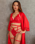 Zarnish Signature Silky Robe Set - Red